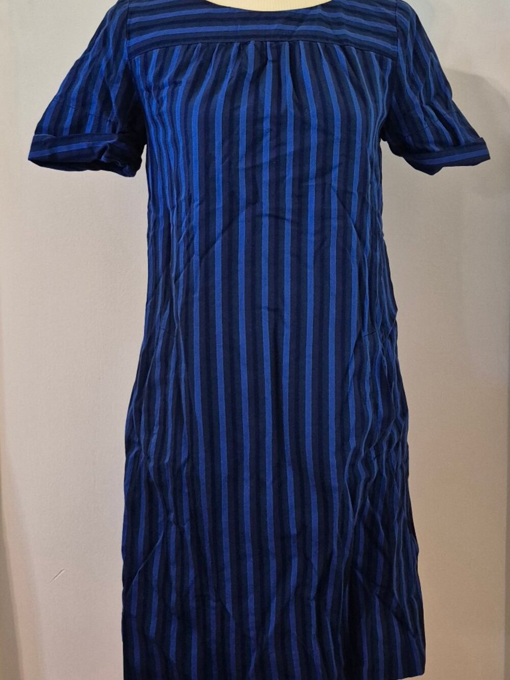 Anthropologie 00 Striped Shift Shirt Dress Short Sleeve Nautical Coastal Classic